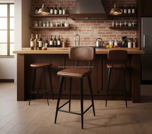 Silla de Barra Moderna con Estructura Metálica, Asiento Acolchado Confortable y Respaldo Soportador para Isla de Cocina o Desayunador - Product Image 3