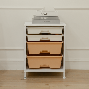 Armoire de rangement minimaliste à 4 niveaux en plastique avec tiroirs pour organisateur de bureau, design rectangulaire multifonctionnel - Product Image 2