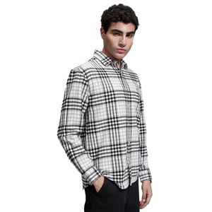 Chemise en flanelle à carreaux vintage avec logo personnalisé, coupe ample, manches longues, col rabattu, en coton tricoté, décontractée, pour l'automne - Product Image 3