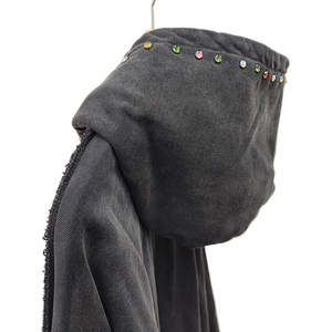 Sweat à capuche homme rétro délavé multicolore avec strass, 100 % coton, coupe personnalisée OEM, fermeture éclair et strass, effet délavé à l'acide pour l'hiver - Product Image 6