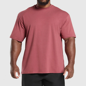 T-shirt gris à manches courtes et col rond pour homme, coupe classique, en jersey tricoté 100 % coton, couleur unie, séchage rapide, respirant, 240 g, vierge - Product Image 1