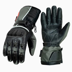 Gants de moto sportifs en cuir noir, longueur poignet, doublure thermique en polyester, pour l'hiver et le cyclisme, vente en gros usine - Product Image 4
