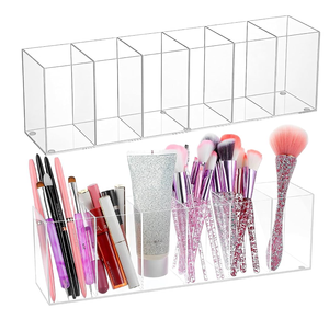Organisateur de bureau en acrylique pour pinceaux de maquillage et gloss à lèvres, conteneur de rangement pour outils cosmétiques et stylos - Product Image 3