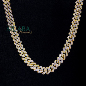 S925 Gold Plated Lab Grown Diamond Link <b>Chain</b> Necklace Hiphop Style Unisex Everyday Wear <b>Chains</b> Jewelry - Product Image 2