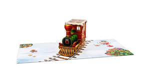 Christmas Pop-Up Train Greeting Card 3D Holiday Card Digital Printing Paper Rectangle Festival Decorative <b>Gift</b> - Product Image 3