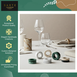 Top Notch Quality Eco-Friendly Luxury Handcrafted Dining Tableware <b>Travertine</b> Stone Napkin Rings Customized Color Stocked Modern - Product Image 2