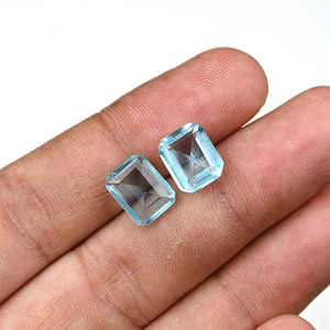 Topaze bleue en quartz, taille octogonale 10x12mm, cabochon de pierre précieuse facettée en forme de briolette pour la fabrication de bijoux en argent, pendentifs et colliers - Product Image 1