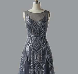 Robe de soirée sirène élégante en sequins argentés, sans manches, longue, pour occasions formelles, fournisseur en gros, fabricant OEM ODM - Product Image 1