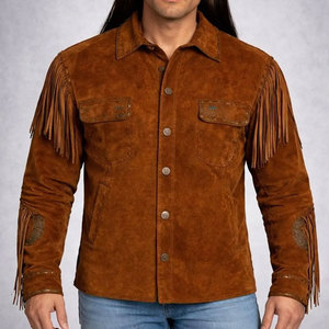 Premium Quality Winter <b>Suede</b> Leather <b>Jackets</b> for Men Stand Collar & Front Logo-Eco-Friendly Breathable Streetwear & Daily Use - Product Image 1