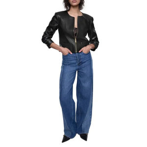 Vestes en cuir pour femmes en cuir véritable, fermeture éclair, vestes en cuir courtes pour femmes à prix raisonnable - Product Image 3