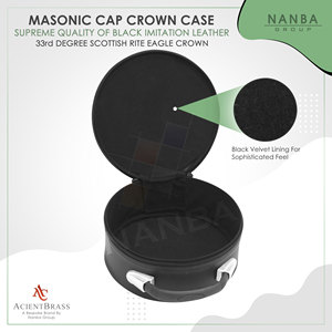 Masonic Scottish Rite 33 Degree Double Eagles Crown Cap Case Black, Freemason <b>Hat</b> Carrying <b>Box</b> - Product Image 3