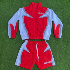 Custom Orange Windbreaker Jacket Shorts Set Men Sublimated Panels Tracksuit Lightweight Nylon High <b>Collar</b> Full Zip Jogger Suitss - Product Image 4