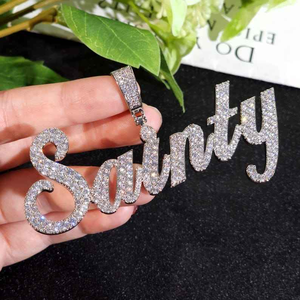 Colgante de Moissanita de Lujo Personalizado con Nombre, Plata de Ley 925, Letra Personalizada, Collar con Dije, Joyería Hip Hop, Diseño de Regalo - Product Image 4