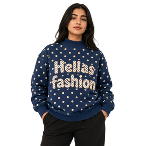 Sudadera de Felpa de Algodón Premium con Cuello Alto, Hombros Caídos, Estilo Casual para Invierno, Uso Diario, Mangas Largas, Precio Económico - Product Image 1