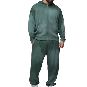 Nouvelle Arrivée Survêtements Homme Effet Délavé à Fermeture Éclair, Hoodie Coupe Boxy 100% Coton Molletonné, Style Unique et Élégant, Uni, Fabriqué au Pakistan pour Hommes - Product Image 1