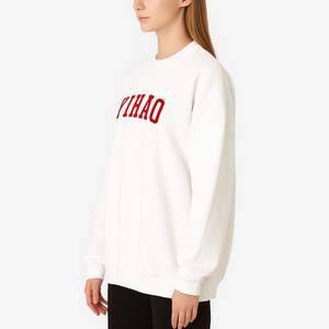Nouveau design tendance : Sweat-shirt décontracté à col montant pour femme, pull à épaules tombantes avec impression de lettres personnalisée, collection automne-hiver - Product Image 2