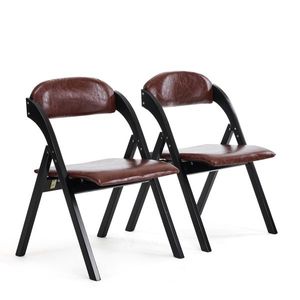 Set di 2 sedie pieghevoli semplici portatili legno noce cuscino imbottito sedili per ufficio cucina festa di nozze Picnic cornice nera - Product Image 1