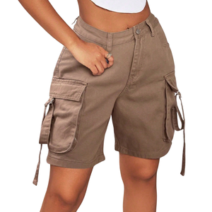 Shorts cargo en jean pour femme, taille mi-haute, multi-poches, décontracté, été, utilitaire, coupe droite, streetwear, OEM, vente en gros, confortable, délavé - Product Image 3