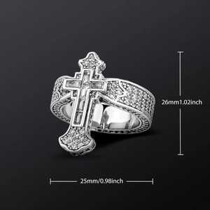 Bague Croix en Moissanite et Zircon Cubique Effet Glaçon, Bijou de Foi, Cadeau - Product Image 3