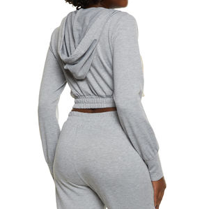 Conjunto Casual de Dos Piezas para Mujer, Top Corto de Felpa Francesa, 100% Algodón, Mangas Largas, Venta al Por Mayor Personalizada - Product Image 3