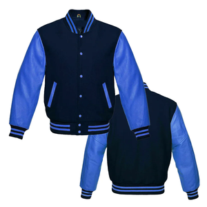 Custom Size Royal Color Wool Sleeve Hooded Varsity <b>Jacket</b> Unisex Letterman Baseball Fans' Front - Product Image 3
