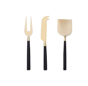 Ensemble de 3 couteaux à fromage en acier inoxydable avec manche en forme de plume, dorés, pour la cuisine, pour couper le fromage et le beurre - Product Image 5
