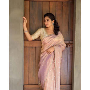 Designer <b>Wedding</b> Saree with Beautiful Sequins Embroidery Work - Product Image 2