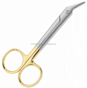 Ciseaux en fil d'acier inoxydable robustes 12 cm Porte-aiguille coudé universel Finition demi-or Source d'alimentation manuelle - Product Image 4