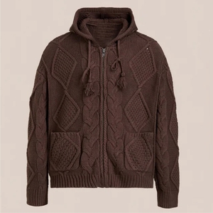 Sweat à capuche tricoté surdimensionné personnalisé en molleton de coton épais, coupe décontractée, style streetwear unisexe - Product Image 4