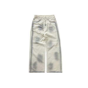 Jean en denim large pour homme, taille haute, coupe ample, délavé, tie-dye, en coton mi-lourd, style décontracté d'été - Product Image 1