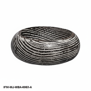 Handmade Antique Wooden <b>Bangle</b> Rustic Black and <b>Silver</b> Striped Statement Cuff Ethically Sourced Boho Tribal Jewelry <b>for</b> <b>Women</b> - Product Image 1