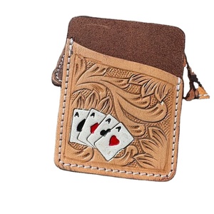 Organizador de Tarjetas con Bloqueo RFID de Cuero Genuino, Diseño Floral Occidental Elegante, Hecho a Mano, Sin Cierre, para Tarjetas de Crédito y Cajero Automático - Product Image 2