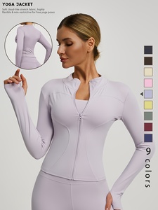 Veste de sport zippée pour femme grande taille, élastique, confortable, séchage rapide, respirante, couleur unie, pour yoga, fitness, gym, avec manches ajustées à fermeture éclair sur le devant - Product Image 6