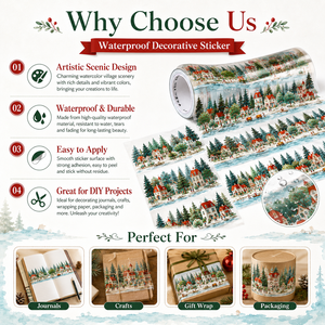 1 Rol Selotip Tahan Air Dua Sisi Seri Single Walking Town Stiker Ilustrasi Latar Belakang Dongeng Cat Air - Product Image 5