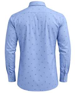 Camisa de Vestir Personalizada para Hombre, Color Azul Cielo, Estampada, Corte Entallado, Botones, Manga Larga, Informal, para Oficina, Mezcla de Algodón, Personalizada, OEM, ODM - Product Image 2