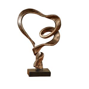 Escultura de Mesa de Resina Moderna con Diseño de Corazón y Lazo, Estilo Dorado Antiguo, para Decoración de Escritorio o Mesita de Noche - Product Image 1