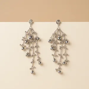Brass Metal Beads and Glass Beads Drop Bohemian Style Dangle <b>Hook</b> <b>Earrings</b> - Product Image 2