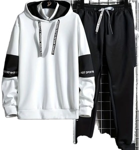 Ensemble sweat-shirt et pantalon de survêtement unisexe, coupe classique, écologique, séchage rapide, coupe-vent, style streetwear, motif uni, 100% coton - Product Image 4