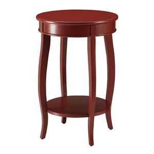 Red Round <b>Side</b> Table with Bottom Shelf Elegant Coffee Tables Design - Product Image 2