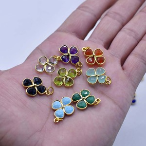 Faceted Crystal <b>Quartz</b> Flower Pendant | 6mm Clear Gemstone Charm | 18K Gold-Plated Brass - Product Image 3