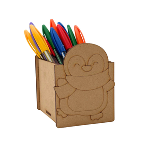 MDF Pen Holder Cup <b>Creative</b> Stationery Owl Shape Crafts Natural Cork Pen Holder Customizable Fine Grain Square Pen Holder - Product Image 4