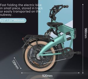 Bicicleta Eléctrica Deportiva Urbana con Llantas Anchas de 20*4 Pulgadas, Batería de Litio de 48V 13AH, Motor sin Escobillas y Cuadro de Acero Plegable - Product Image 5