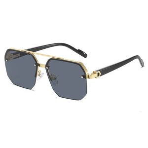 Gafas de Sol de Moda 2025 con Logotipo Personalizado, Montura Metálica Cuadrada de Media Montura, Resistentes a los Rayos UV, para Hombre y Mujer, para Viajes de Verano - Product Image 3