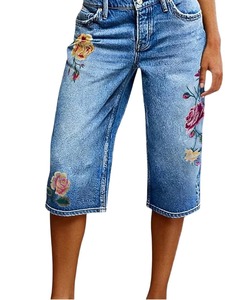 Teen Girls Loose Fit Capri Jeans Casual <b>Denim</b> Pants High Waist <b>Stretch</b> Cotton Ankle Length Fashion Wear Trendy Style WholesaleUS - Product Image 1