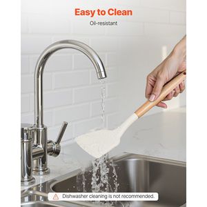 Juego de 34 utensilios de cocina de silicona blanca con mango de madera, resistentes al calor hasta 428 Fahrenheit, espátulas, cucharas y soporte. - Product Image 5