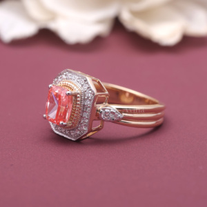 Anillo de Diamante Rosa Cultivado en Laboratorio con Certificación IGI, Oro Rosa/Amarillo y Blanco de 9K, Corte Radiante con Doble Halo, Anillo de Compromiso para Mujer - Product Image 4