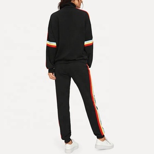 Top Quality Manufacturer Unisex Side Stripes Zipper Sweatshirts with Matching Pants Two Piece Set Polyester/Cotton <b>Winter</b> - Product Image 4