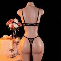 Nouvelle combinaison sexy noire en dentelle et résille à bords bouffants, style Pure Desire, avec ensemble de lingerie ajourée et transparente, lingerie féminine