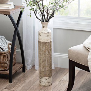 Jarrón cilíndrico de madera de sheesham blanqueada |   Diseño Contemporáneo Ecológico |   Artesanía al por Mayor |   Moradabad, India - Product Image 2
