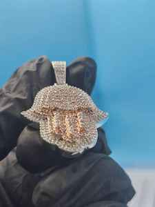 Colgante Hamsa de Moissanita VVS, Plata 925, Colgante Iced Out, Colgante Hip Hop, Colgante Mano de Fátima, Colgante de Protección, Colgante de Buena Suerte - Product Image 6
